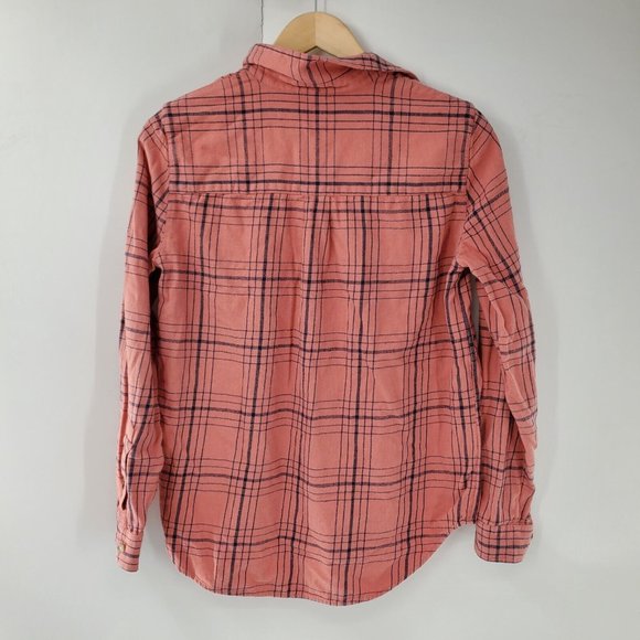 Madewell Pink Plaid 1/4 Button Front Long Sleeve Shirt Womens Size Small - Picture 2 of 6